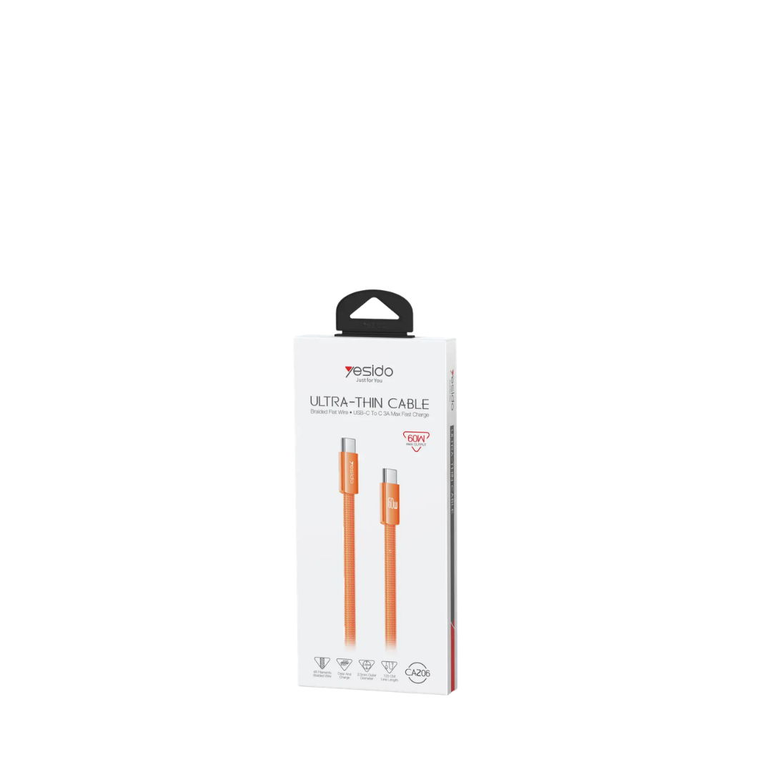 Yesido Dual Type C Ultra-Thin Cable 60W (120cm)