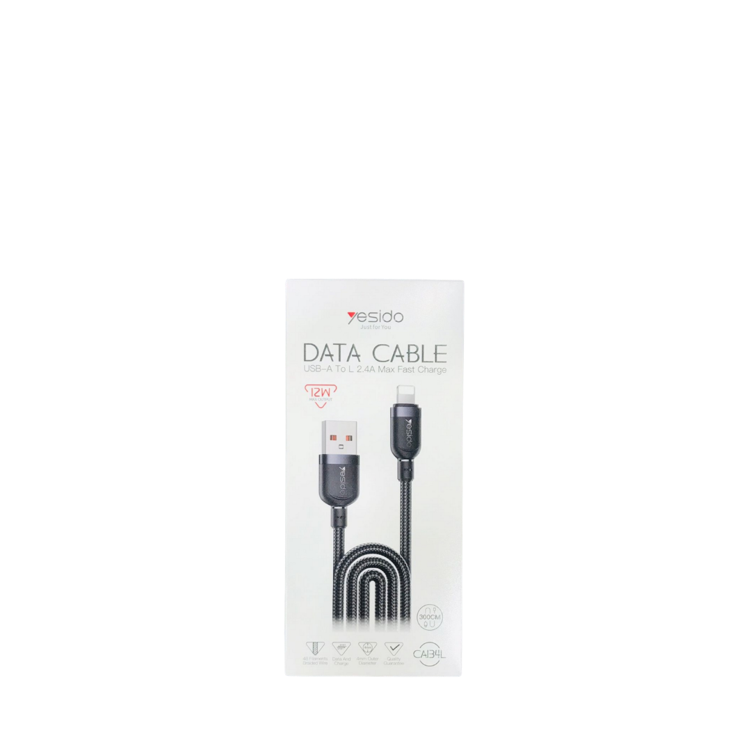 Yesido USB - Lightning Ribbed Charging Cable (300cm) 12W