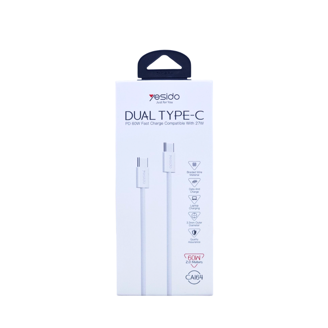 Yesido Dual Type C Cable 60W (120cm)