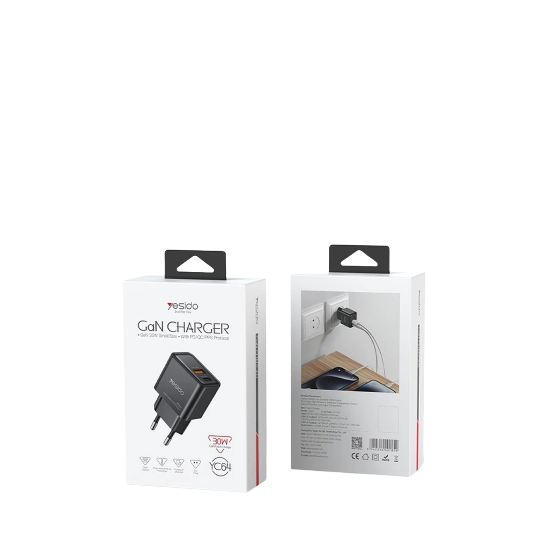 Yesido Dual Type C + USB Power Adapter 30W